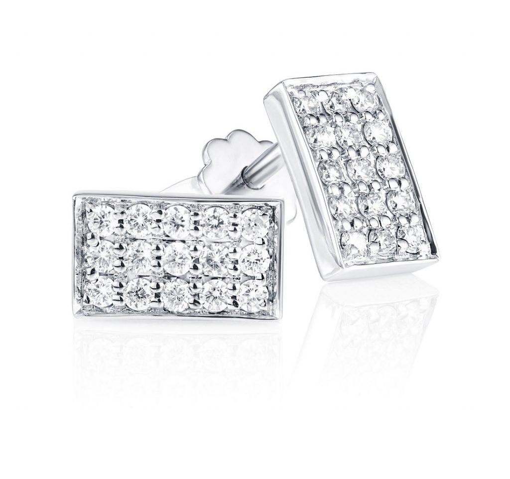 Full Diamond Earrings -18K Gold, Wazna Jewellery, Dubai