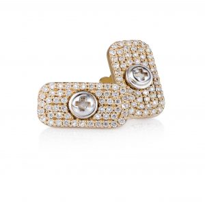 Full Diamond Earrings -18K Gold, Wazna Jewellery, Dubai