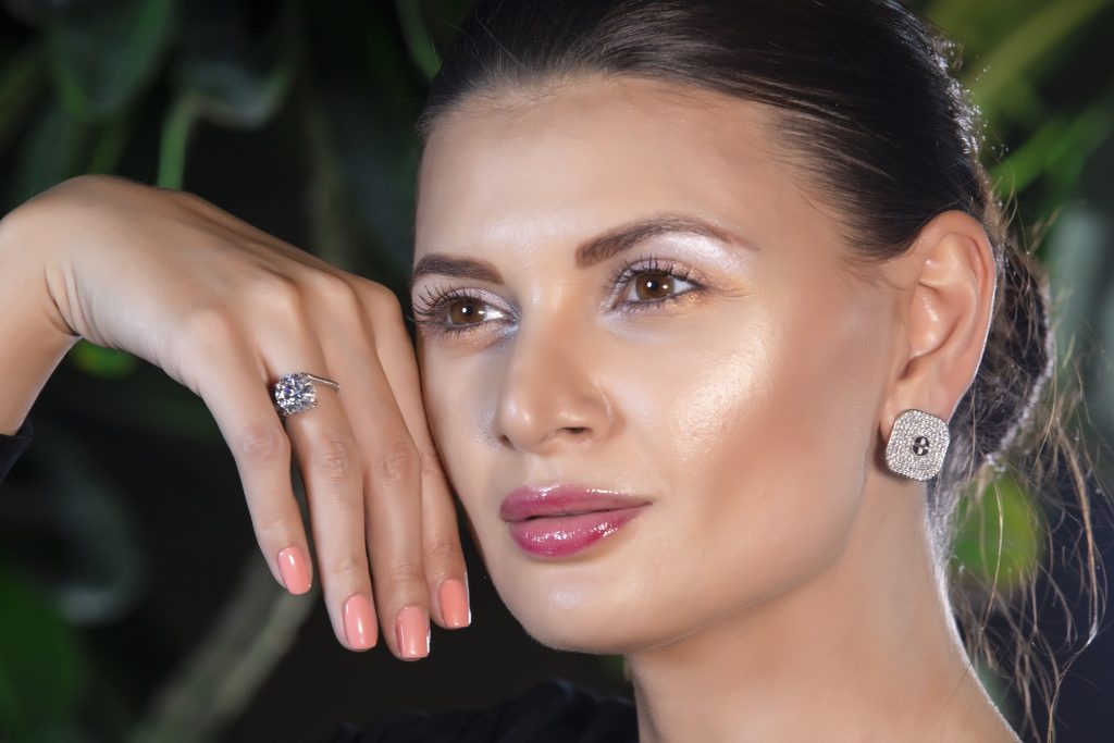 Full Diamond Earrings 25MM- 18K Gold, Wazna Jewellery, Dubai