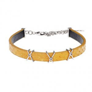Yellow Leather Bracelet-18K Gold, Wazna Jewellery, Dubai