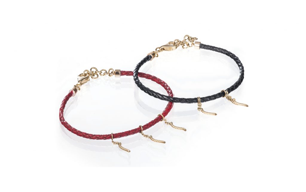 Leather Bracelet 18K gold, Wazna Jewellery, Dubai