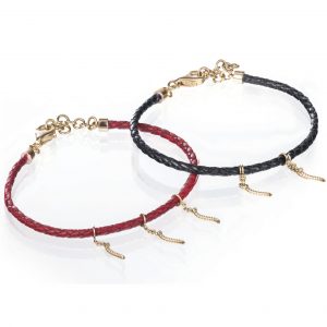 Leather Bracelet 18K gold, Wazna Jewellery, Dubai