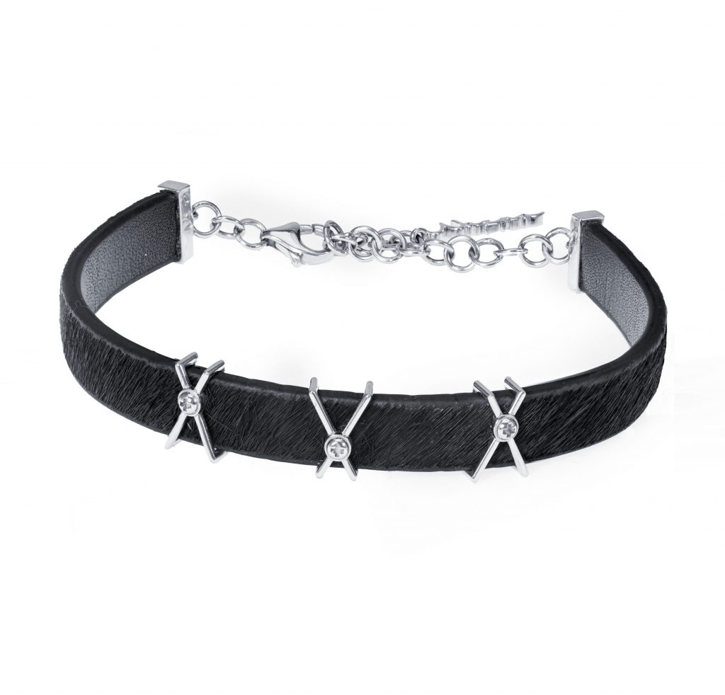 Black Leather Bracelet 18K Gold, Wazna Jewellery, Dubai