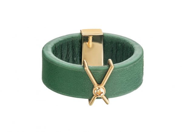 Green Leather Ring -18K Gold