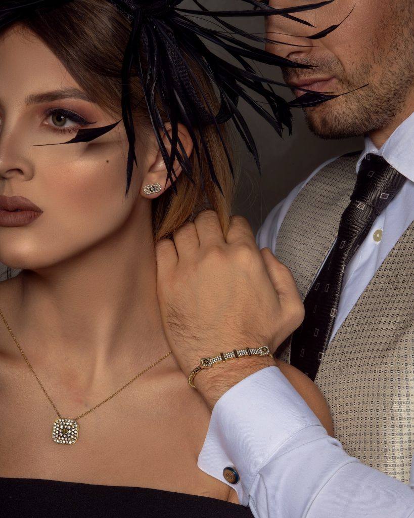 Full Diamond Earrings -18K Gold, Wazna Jewellery, Dubai