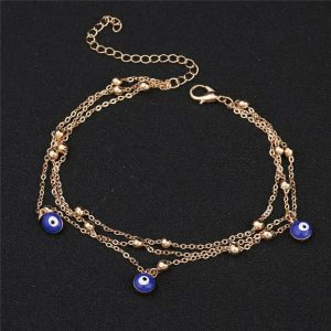 Tassel yellow gold bead chain fashion women eye anklet jewellery