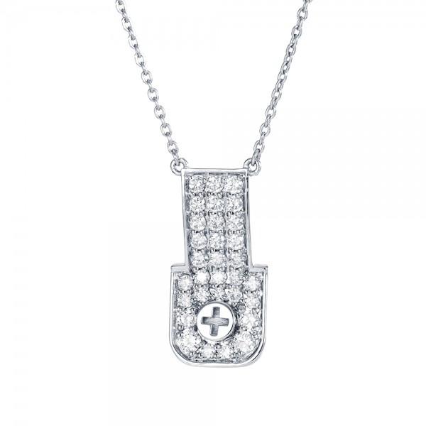 Full Diamond Pendant 18K Gold