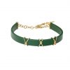 Green Leather Bracelet - 18K Gold