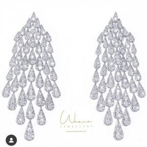 Majestic Spirit Bridal Earrings 18K Gold Full Diamond | Wazna Jewellery, Dubai