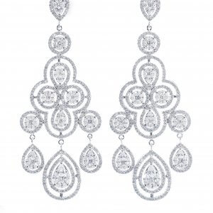 Majestic Spirit Bridal Earrings 18K Gold Full Diamond | Wazna Jewellery, Dubai