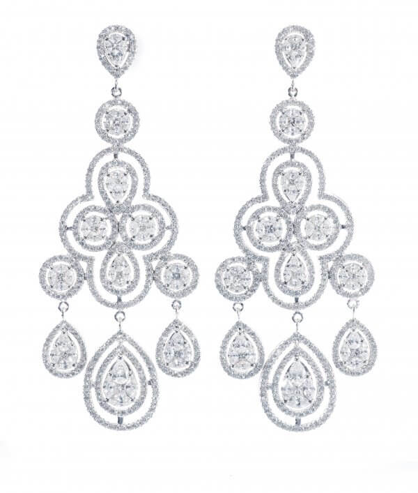 Majestic Spirit Bridal Earrings 18K Gold Full Diamond