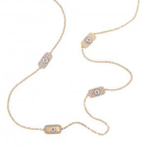 Long Chain Diamond Necklace 18K Gold pendant, Strength of Spirit collection | Wazna Jewellery, Dubai