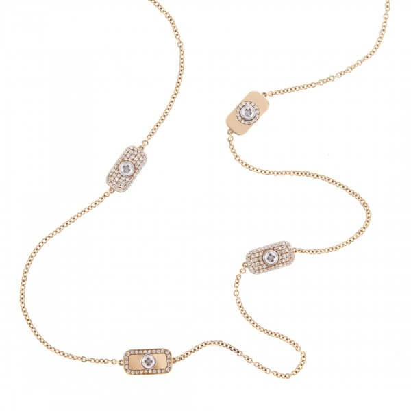 Long Chain Diamond Necklace 18K Gold