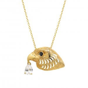 Falcon Pendant with Diamond Yellow Gold 18K – L, Strength of Spirit collection | Wazna Jewellery, Dubai