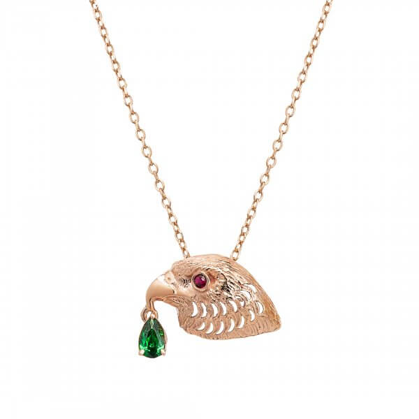Falcon Pendant with Diamond Rose Gold 18K - S