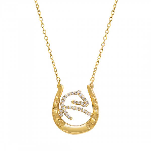 Horse Pendant with Diamond Yellow Gold